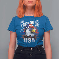 Funny My Pronouns Are USA 4th of July T Shirt For Women Patriotic Eagle American Flag - Wonder Print Shop