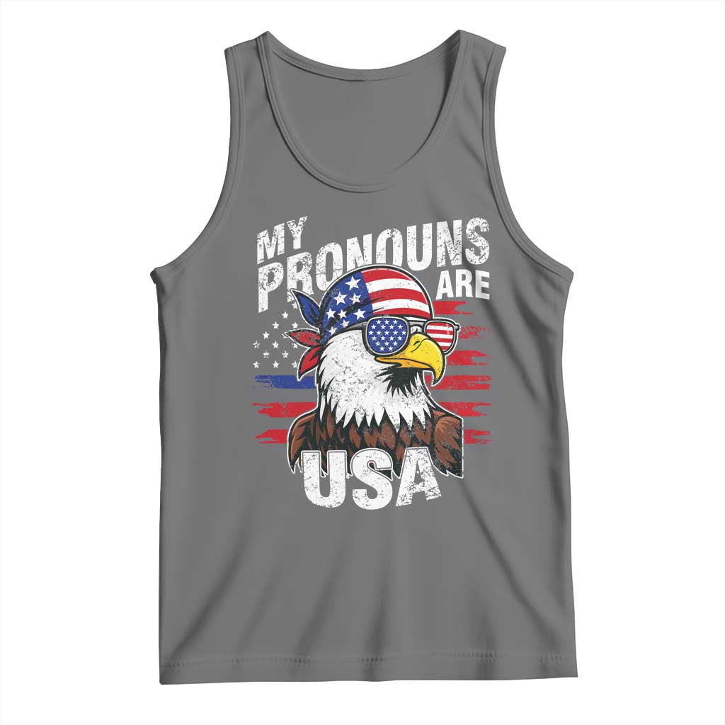Funny My Pronouns Are USA 4th of July Tank Top Patriotic Eagle American Flag - Wonder Print Shop