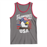 Funny My Pronouns Are USA 4th of July Tank Top Patriotic Eagle American Flag - Wonder Print Shop