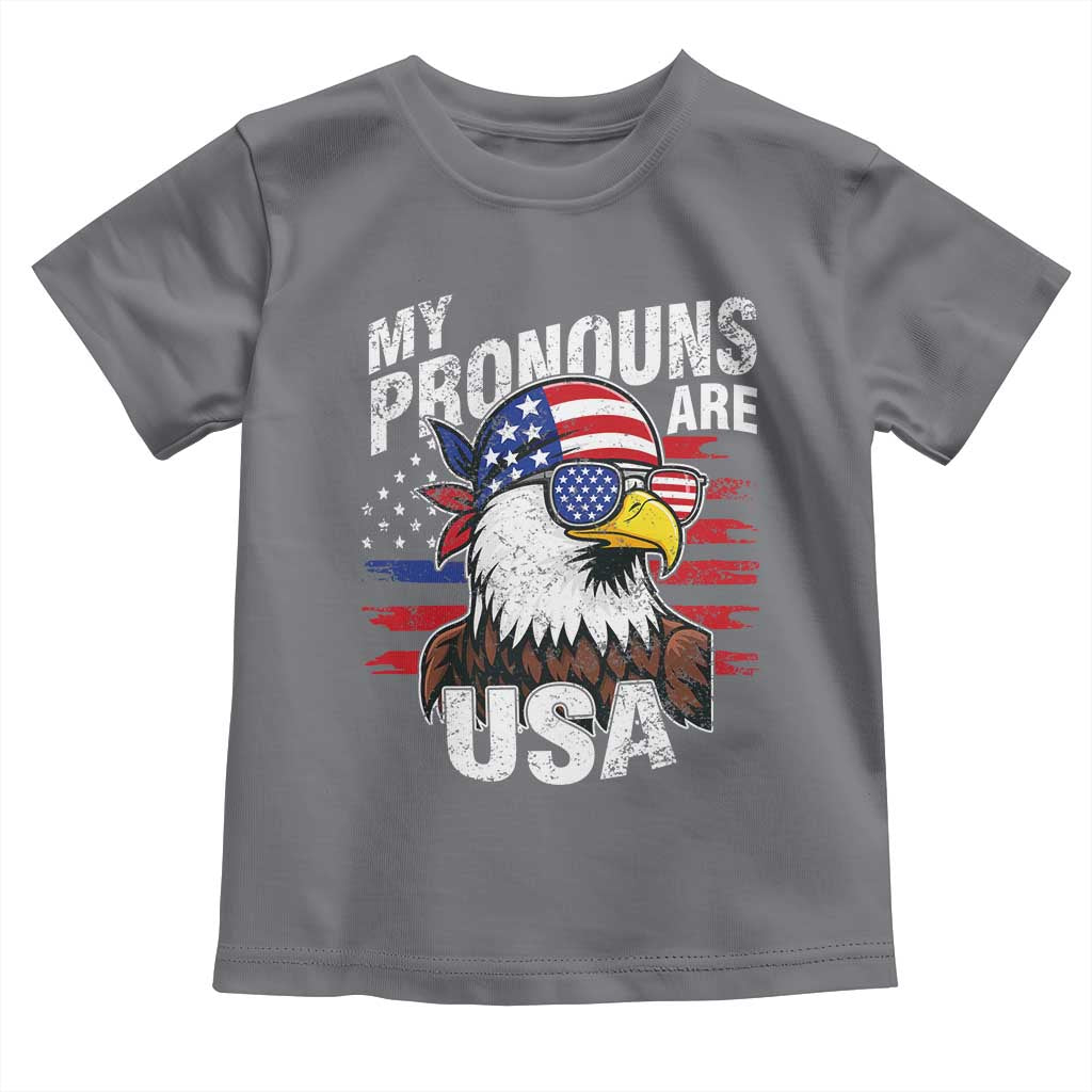 Funny My Pronouns Are USA 4th of July Toddler T Shirt Patriotic Eagle American Flag - Wonder Print Shop