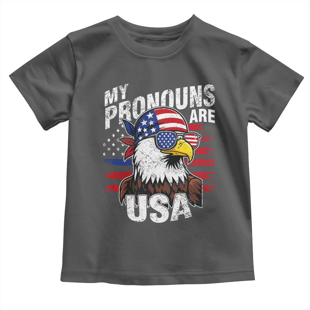 Funny My Pronouns Are USA 4th of July Toddler T Shirt Patriotic Eagle American Flag - Wonder Print Shop