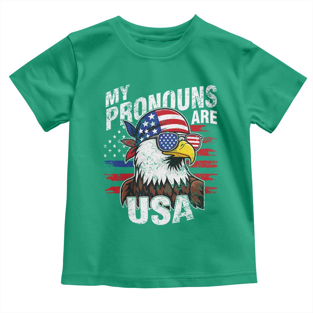 Funny My Pronouns Are USA 4th of July Toddler T Shirt Patriotic Eagle American Flag - Wonder Print Shop