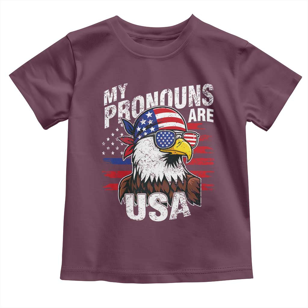 Funny My Pronouns Are USA 4th of July Toddler T Shirt Patriotic Eagle American Flag - Wonder Print Shop
