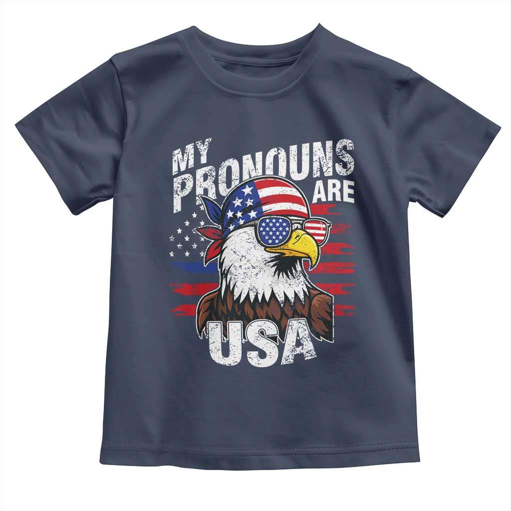 Funny My Pronouns Are USA 4th of July Toddler T Shirt Patriotic Eagle American Flag - Wonder Print Shop