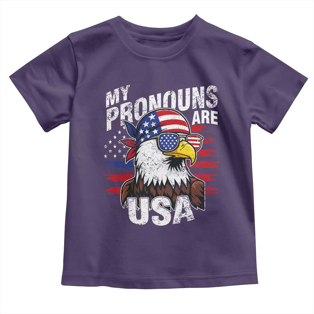 Funny My Pronouns Are USA 4th of July Toddler T Shirt Patriotic Eagle American Flag - Wonder Print Shop