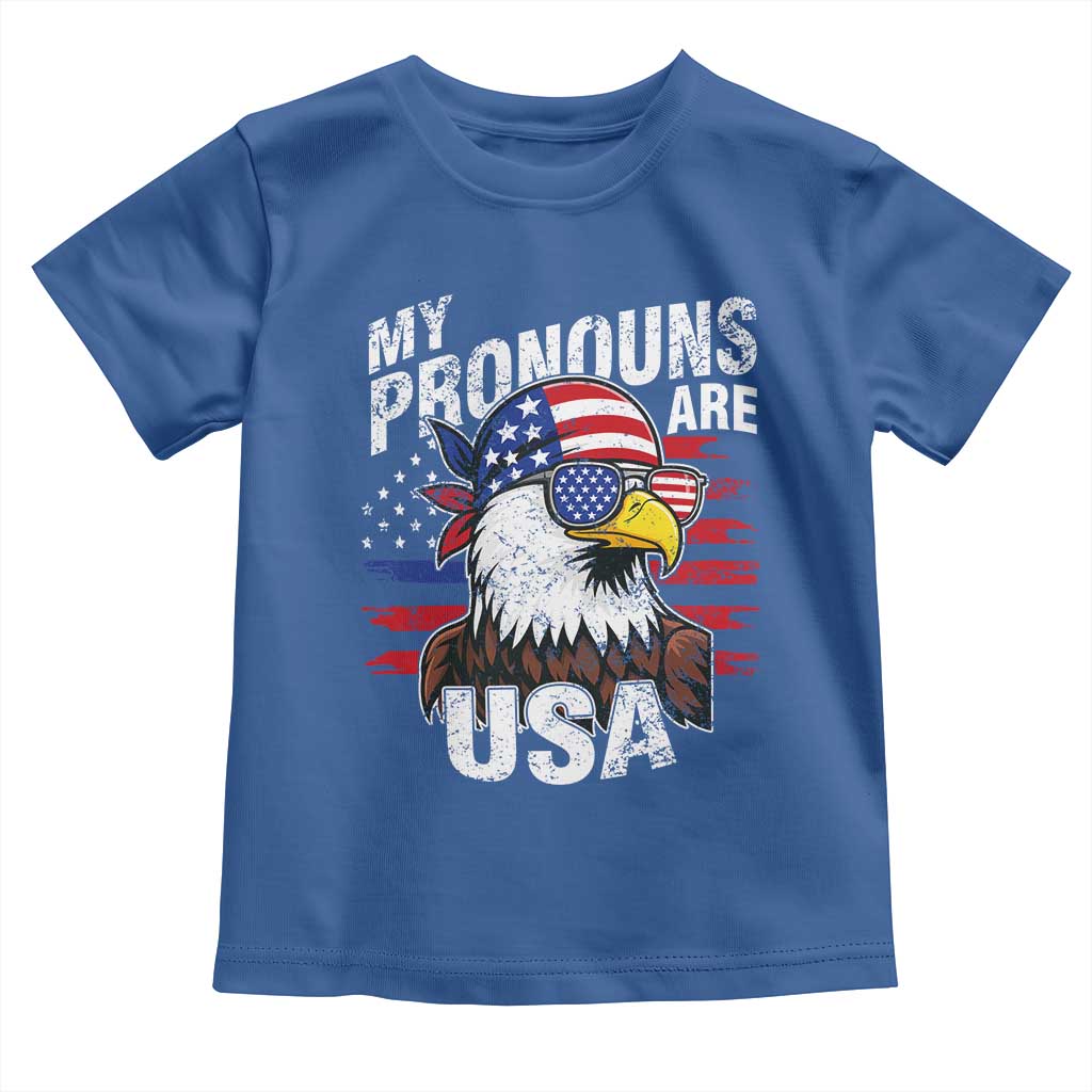 Funny My Pronouns Are USA 4th of July Toddler T Shirt Patriotic Eagle American Flag - Wonder Print Shop