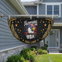 Funny My Pronouns Are USA 4th of July Patriotic Fan Flag Eagle American Flag