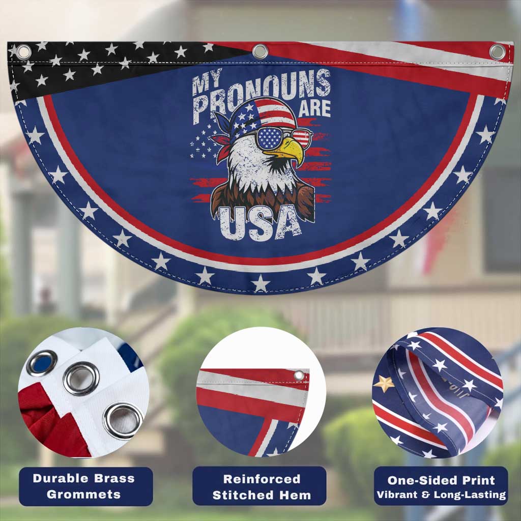 Funny My Pronouns Are USA 4th of July Patriotic Fan Flag Eagle American Flag