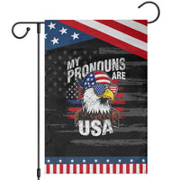Funny My Pronouns Are USA 4th of July Garden Flag Patriotic Eagle American Flag