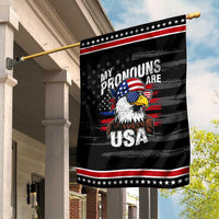 Funny My Pronouns Are USA 4th of July Garden Flag Patriotic Eagle American Flag