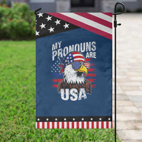 Funny My Pronouns Are USA 4th of July Garden Flag Patriotic Eagle American Flag