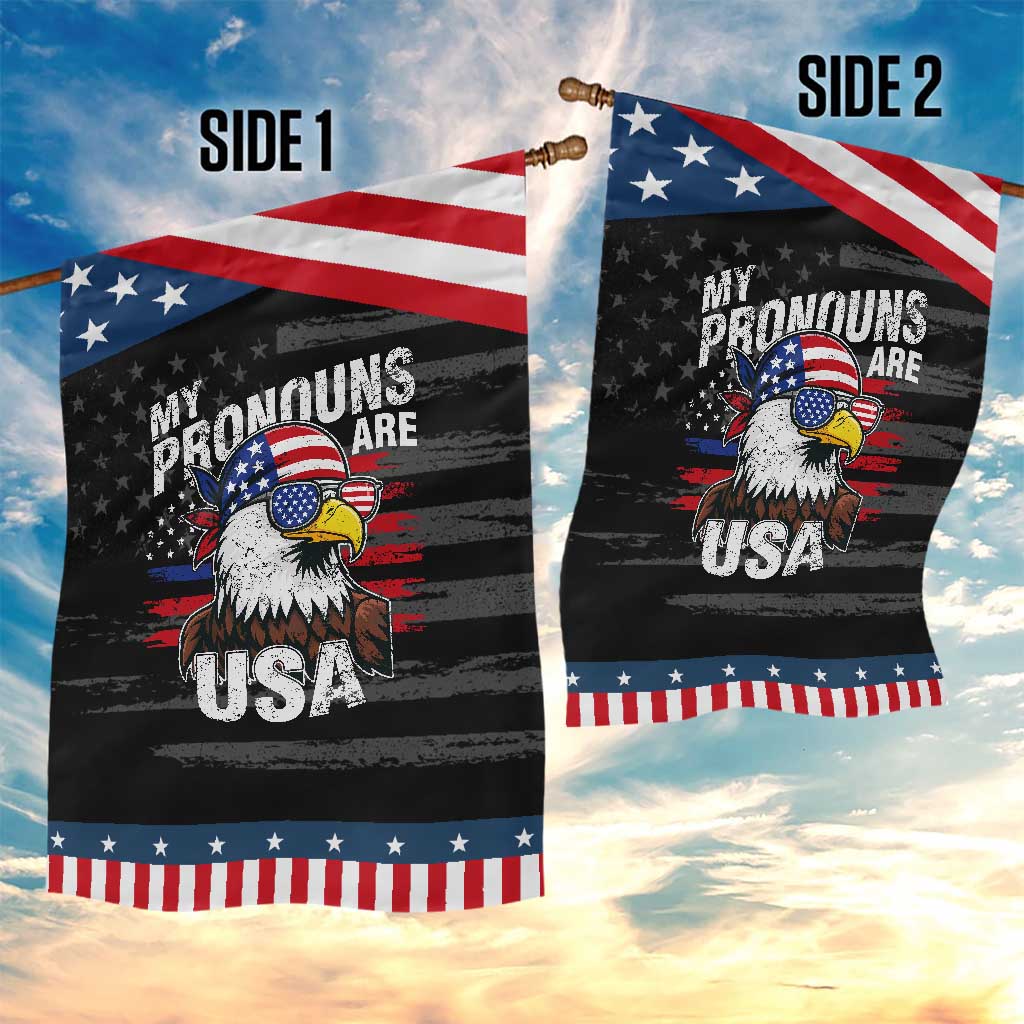 Funny My Pronouns Are USA 4th of July Garden Flag Patriotic Eagle American Flag