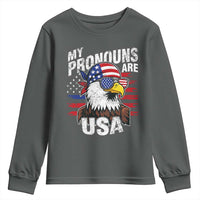 Funny My Pronouns Are USA 4th of July Youth Sweatshirt Patriotic Eagle American Flag - Wonder Print Shop