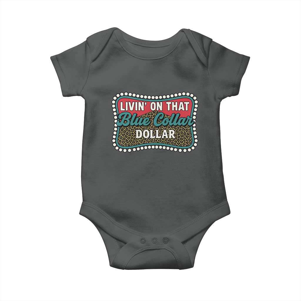 Living On That Blue Collar Dollar Baby Onesie Leopard Print - Wonder Print Shop