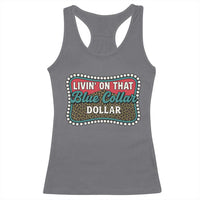 Living On That Blue Collar Dollar Racerback Tank Top Leopard Print - Wonder Print Shop