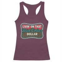 Living On That Blue Collar Dollar Racerback Tank Top Leopard Print - Wonder Print Shop