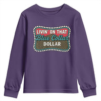 Living On That Blue Collar Dollar Youth Sweatshirt Leopard Print - Wonder Print Shop