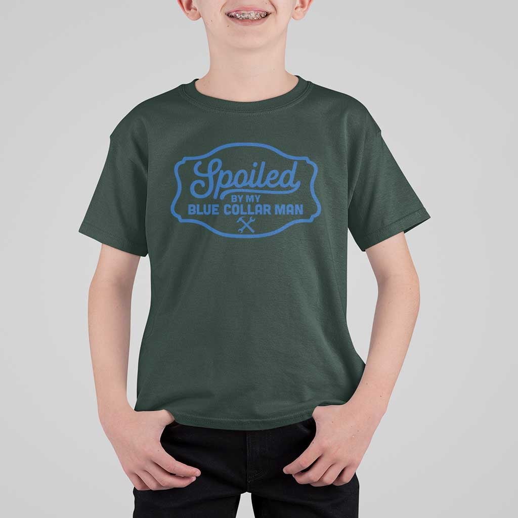 Funny Spoiled By My Blue Collar Man T Shirt For Kid - Wonder Print Shop