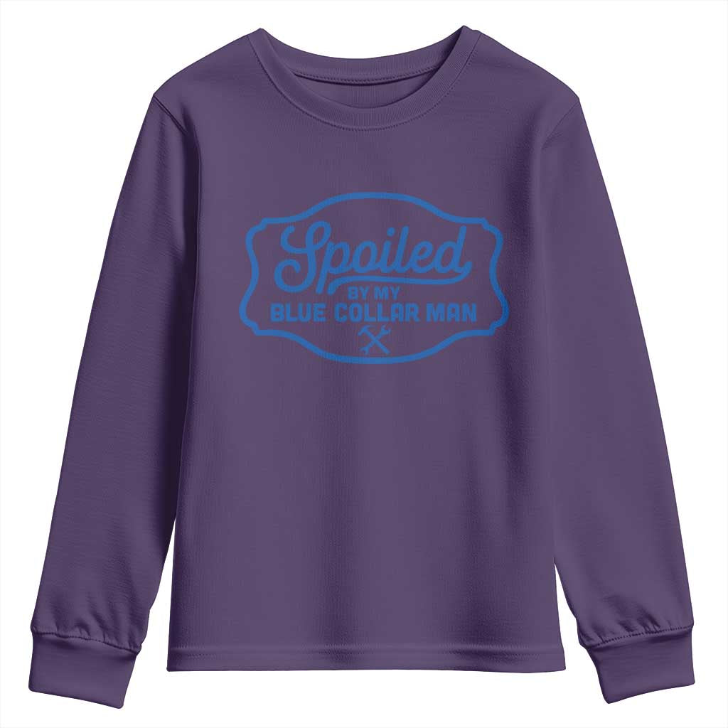 Funny Spoiled By My Blue Collar Man Youth Sweatshirt - Wonder Print Shop