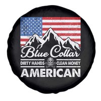 Blue Collar American Spare Tire Cover Dirty Hands Clean Money Vintage American Flag Mountain - Wonder Print Shop