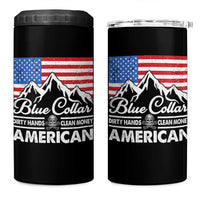 Blue Collar American 4 in 1 Can Cooler Tumbler Dirty Hands Clean Money Vintage American Flag Mountain - Wonder Print Shop
