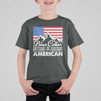 Blue Collar American T Shirt For Kid Dirty Hands Clean Money Vintage American Flag Mountain - Wonder Print Shop