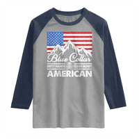Blue Collar American Raglan Shirt Dirty Hands Clean Money Vintage American Flag Mountain - Wonder Print Shop