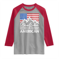 Blue Collar American Raglan Shirt Dirty Hands Clean Money Vintage American Flag Mountain - Wonder Print Shop