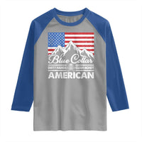Blue Collar American Raglan Shirt Dirty Hands Clean Money Vintage American Flag Mountain - Wonder Print Shop