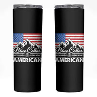Blue Collar American Skinny Tumbler Dirty Hands Clean Money Vintage American Flag Mountain - Wonder Print Shop