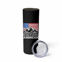 Blue Collar American Skinny Tumbler Dirty Hands Clean Money Vintage American Flag Mountain - Wonder Print Shop