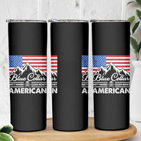 Blue Collar American Skinny Tumbler Dirty Hands Clean Money Vintage American Flag Mountain - Wonder Print Shop