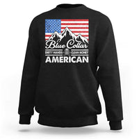 Blue Collar American Sweatshirt Dirty Hands Clean Money Vintage American Flag Mountain - Wonder Print Shop