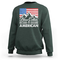 Blue Collar American Sweatshirt Dirty Hands Clean Money Vintage American Flag Mountain - Wonder Print Shop