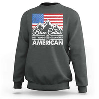 Blue Collar American Sweatshirt Dirty Hands Clean Money Vintage American Flag Mountain - Wonder Print Shop