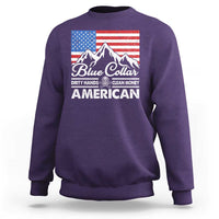 Blue Collar American Sweatshirt Dirty Hands Clean Money Vintage American Flag Mountain - Wonder Print Shop