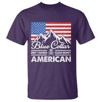 Blue Collar American T Shirt Dirty Hands Clean Money Vintage American Flag Mountain - Wonder Print Shop