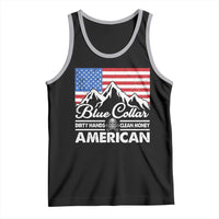 Blue Collar American Tank Top Dirty Hands Clean Money Vintage American Flag Mountain - Wonder Print Shop