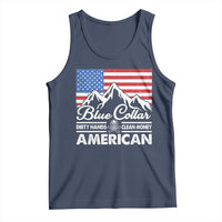 Blue Collar American Tank Top Dirty Hands Clean Money Vintage American Flag Mountain - Wonder Print Shop