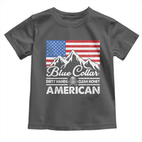Blue Collar American Toddler T Shirt Dirty Hands Clean Money Vintage American Flag Mountain - Wonder Print Shop
