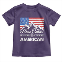 Blue Collar American Toddler T Shirt Dirty Hands Clean Money Vintage American Flag Mountain - Wonder Print Shop