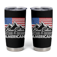 Blue Collar American Tumbler Cup Dirty Hands Clean Money Vintage American Flag Mountain - Wonder Print Shop