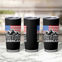 Blue Collar American Tumbler Cup Dirty Hands Clean Money Vintage American Flag Mountain - Wonder Print Shop