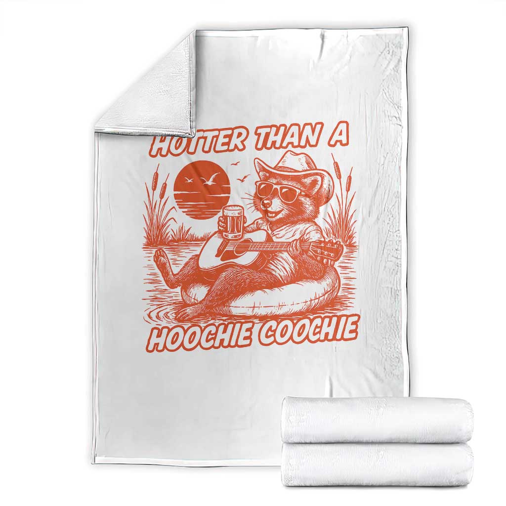 Funny Hotter Than A Hoochie Coochie Throw Blanket Summer Racoon Music - Wonder Print Shop