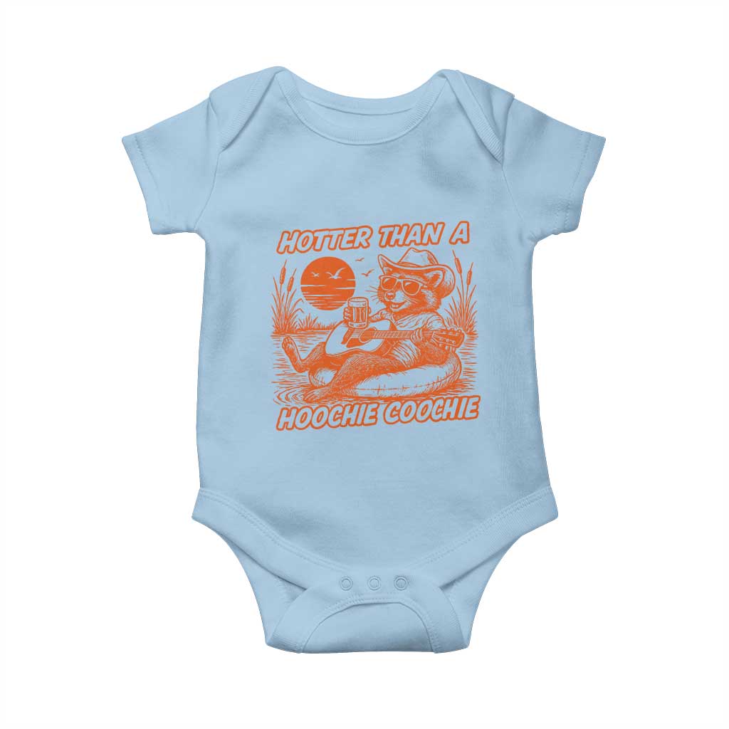 Funny Hotter Than A Hoochie Coochie Baby Onesie Summer Racoon Music - Wonder Print Shop