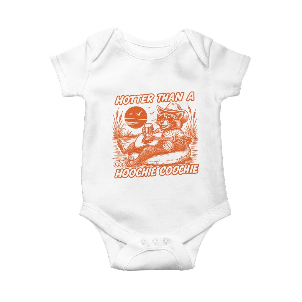 Funny Hotter Than A Hoochie Coochie Baby Onesie Summer Racoon Music - Wonder Print Shop