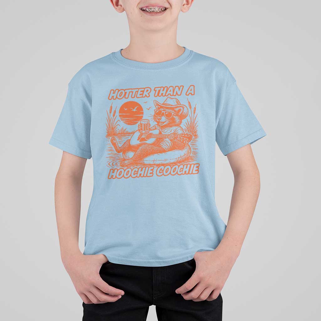 Funny Hotter Than A Hoochie Coochie T Shirt For Kid Summer Racoon Music - Wonder Print Shop