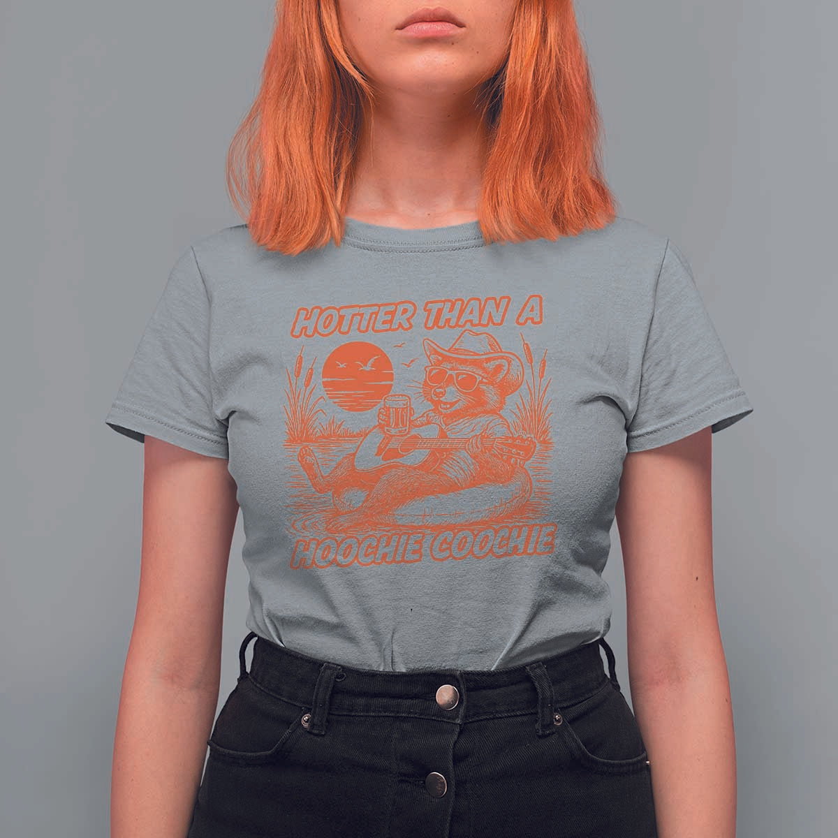 Funny Hotter Than A Hoochie Coochie T Shirt For Women Summer Racoon Music - Wonder Print Shop