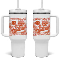 Funny Hotter Than A Hoochie Coochie Tumbler With Handle Summer Racoon Music - Wonder Print Shop