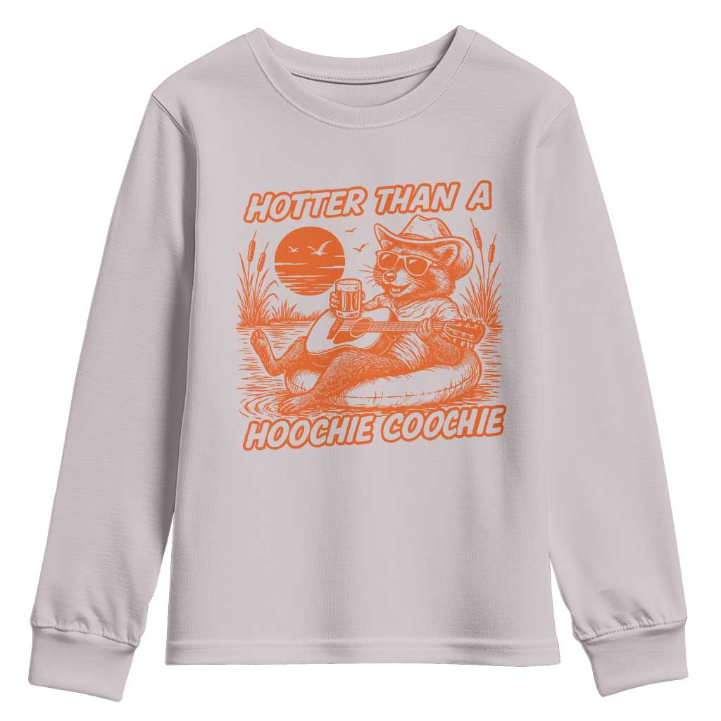 Funny Hotter Than A Hoochie Coochie Youth Sweatshirt Summer Racoon Music - Wonder Print Shop